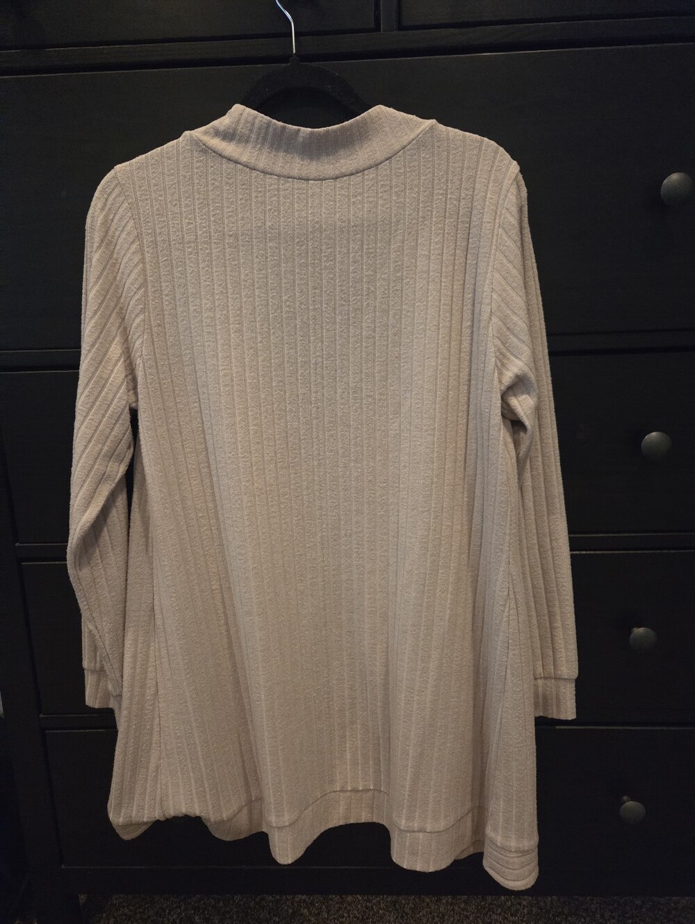 Open-Front Ribbed Knit Cardigan - Beige - Picture 3 of 3